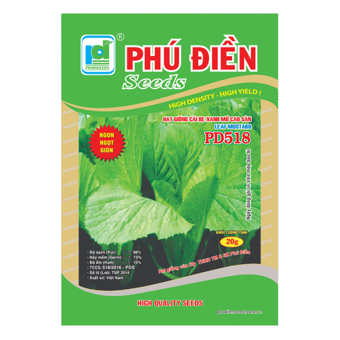 Hạt giống Cải Bẹ Xanh Mỡ PD518 - Gói 20 gram