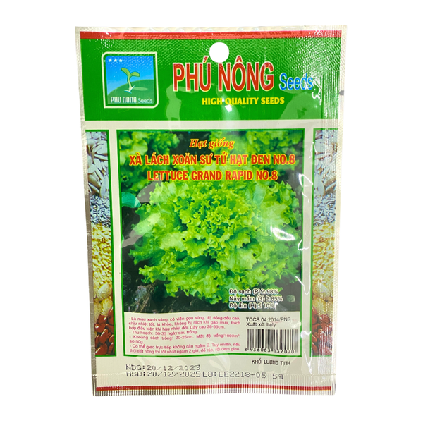 Hạt giống Xà lách xoăn sư tử hạt đen NO.8 - Gói 5 gram