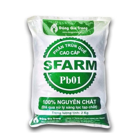 Phân trùn quế cao cấp Sfarm Pb01 - Bao 2kg - Đã qua xử lý