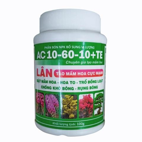Phân bón lá AC NPK 10-60-10+TE kích hoa, kích nụ cho mai, lan, hoa giấy chuyên gia tạo mầm hoa - Lọ 100 gram