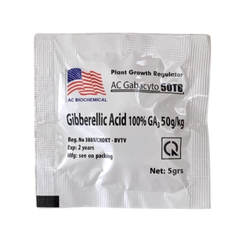 Chất kích thích sinh trưởng Gibberellic Acid 100% (GA3) - Giúp hoa trổ đều, tăng tỷ lệ đậu trái - Gói 5 gram