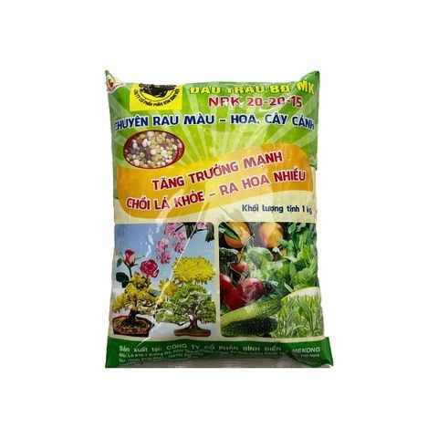 Phân Bón Đầu Trâu 20-20-15 BĐ-MK (Túi 1kg) –  Chuyên cho rau màu - hoa kiểng, thúc đẩy sinh trưởng, ra rễ, ra hoa, đậu trái