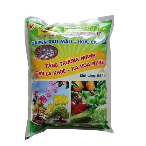 Phân Bón Đầu Trâu 20-20-15 BĐ-MK (Túi 1kg) –  Chuyên cho rau màu - hoa kiểng, thúc đẩy sinh trưởng, ra rễ, ra hoa, đậu trái