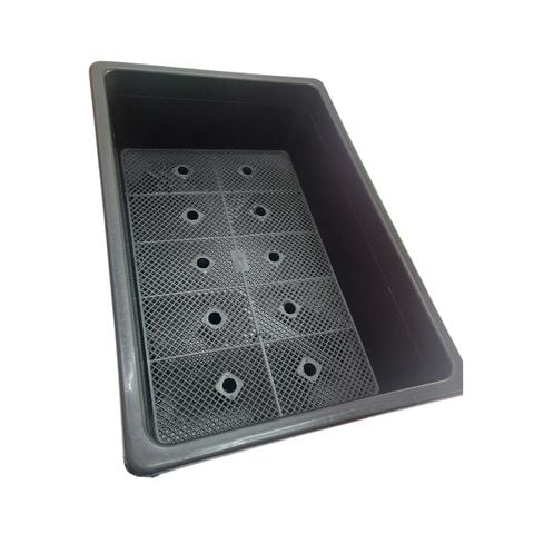 Chậu trồng rau chữ nhật 64x44x21cm (màu đen) - Thích hợp trồng rau sạch tại nhà, có lưới thoát nước