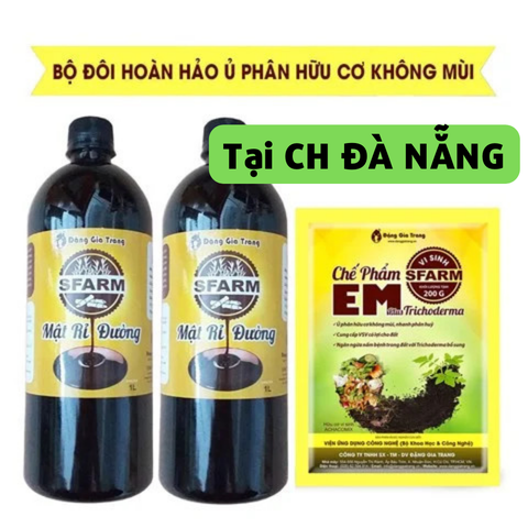 Combo 1 túi chế phẩm EM Sfarm 200gr và 2 chai mật rỉ đường Sfarm 1 lít - Tại CH Đà Nẵng