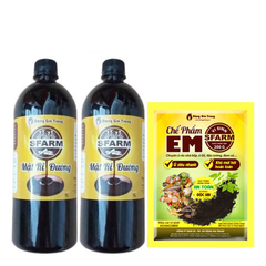 Combo 1 túi chế phẩm EM Sfarm 200gr và 2 chai mật rỉ đường Sfarm 1 lít - Tại CH TP. HCM