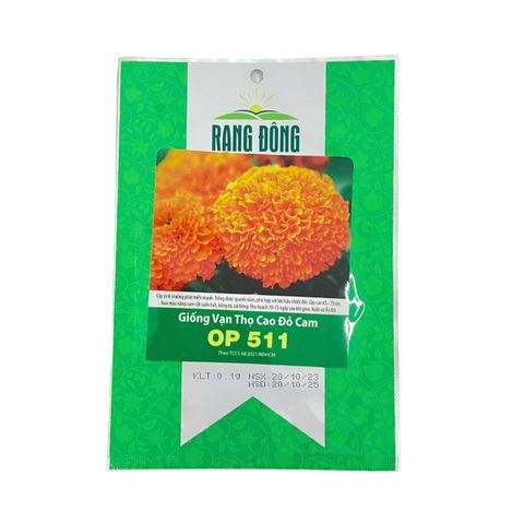 - Hạt giống Hoa Vạn thọ cao đỏ cam OP 511 - Gói 0.1 gram