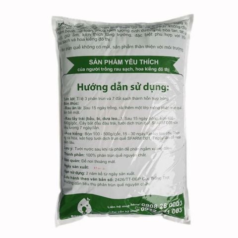 Phân trùn quế cao cấp Sfarm đã qua xử lý - Chuyên bón cho rau sạch, kiểng lá và hoa hồng