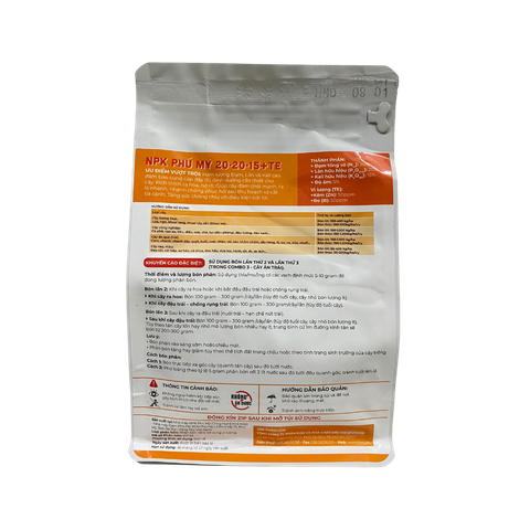 Phân NPK Phú Mỹ 20-20-15+TE Cây ăn quả (500gr) -  Kích thích nảy chồi, bung chồi, bung nhiều hoa và đậu nhiều quả