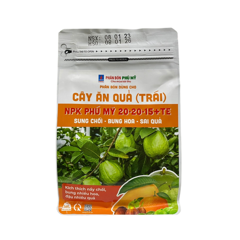 Phân NPK Phú Mỹ 20-20-15+TE Cây ăn quả (500gr) -  Kích thích nảy chồi, bung chồi, bung nhiều hoa và đậu nhiều quả