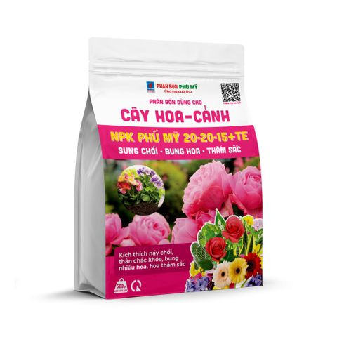 Phân NPK Phú Mỹ 20-20-15+TE Cây hoa - cảnh - Gói 500 gram