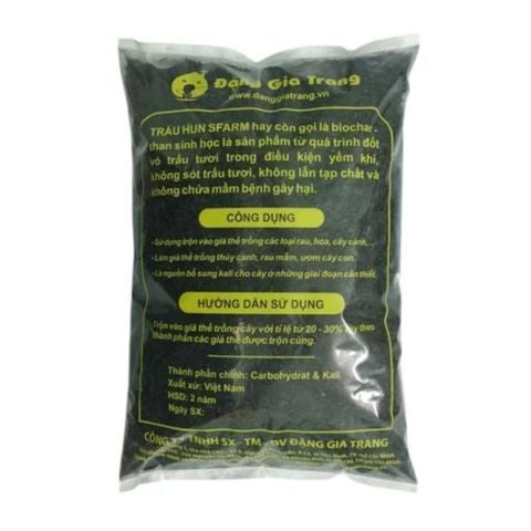 Giá thể trấu hun SFARM – Trấu hun sạch mầm bệnh, giữ ẩm, làm giá thể trồng rau mầm, hoa, ươm cây con