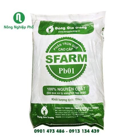 Phân trùn quế cao cấp Sfarm Pb01 - Bao 10kg - Đã qua xử lý