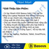 Bộ sạc nhanh thế hệ mới Baseus GaN2 Pro 65W Mini Travel Quick Charger + Kèm cáp Type C