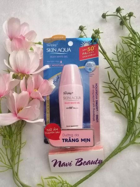 Chống Nắng Sunplay Skin Aqua Silky White gel SPF50+ - Ngăn đen sạm, Giữ ẩm chuyên sâu, Dưỡng da trắng mịn tối ưu 30g