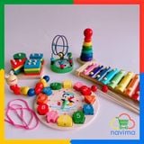 Combo 6 Món Đồ Chơi Gỗ Thông Minh Montessori Cho Bé