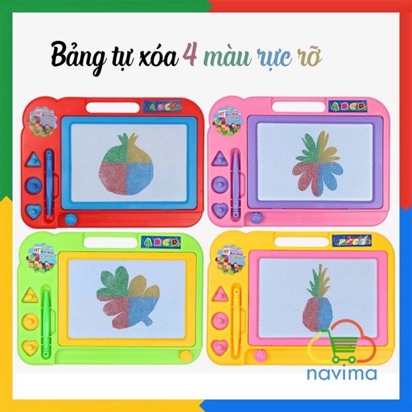 Bảng Tự Xóa Không Dùng Pin Màn Hình 4 Màu - Hàng VN Hoàng Thu Toys