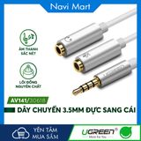 Cáp Chia Audio 3.5mm Đực sang 2 Cái Cho Mic và Audio - Ugreen 30618