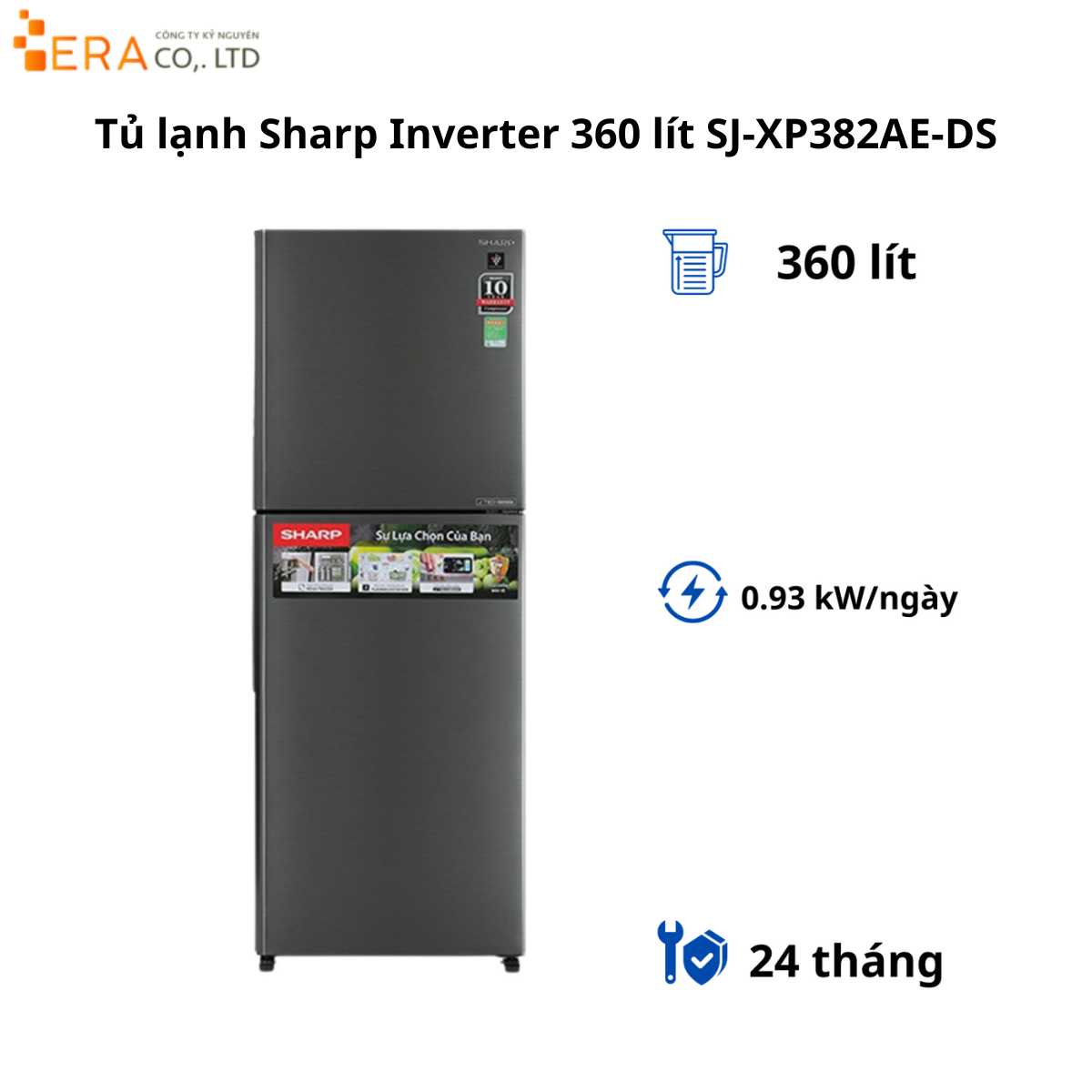  Tủ lạnh Sharp Inverter 360 lít SJ-XP382AE-DS 