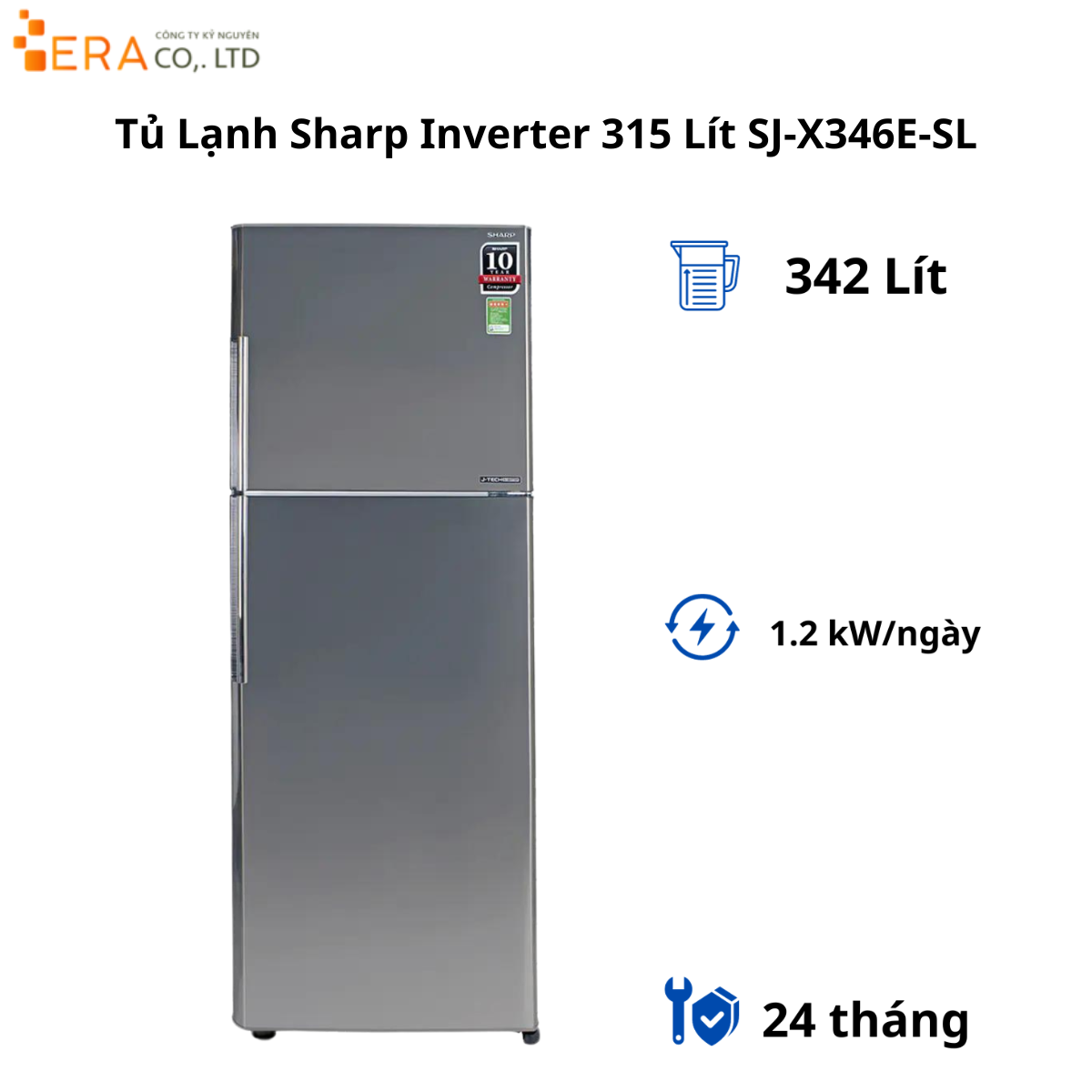  Tủ Lạnh Sharp Inverter 315 Lít SJ-X346E-SL 