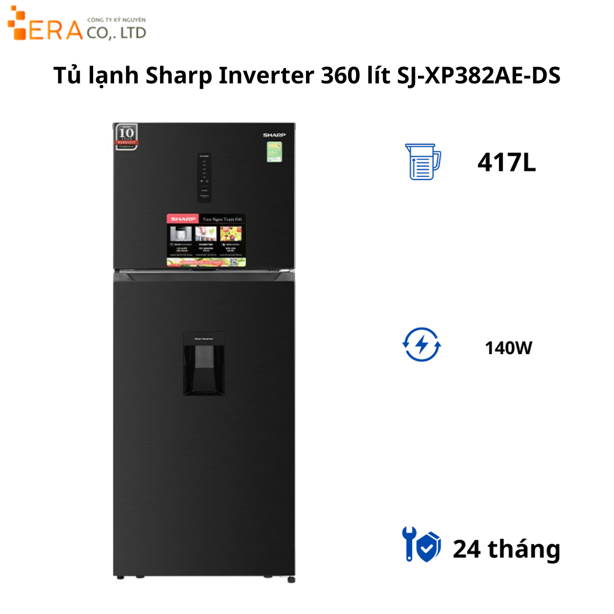  Tủ lạnh Sharp SJ-X417WD-DG 417 lít 2 cửa Inverter 