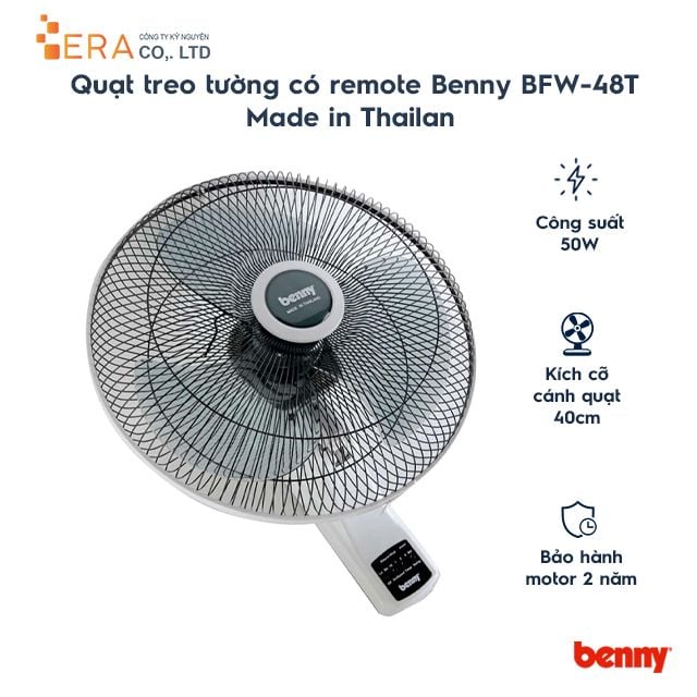  Quạt treo tường có điều khiển Benny BFW-48T 