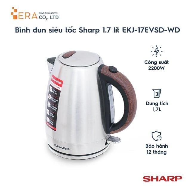  Bình đun siêu tốc Sharp EKJ-17EVSD-WD 1.7L 