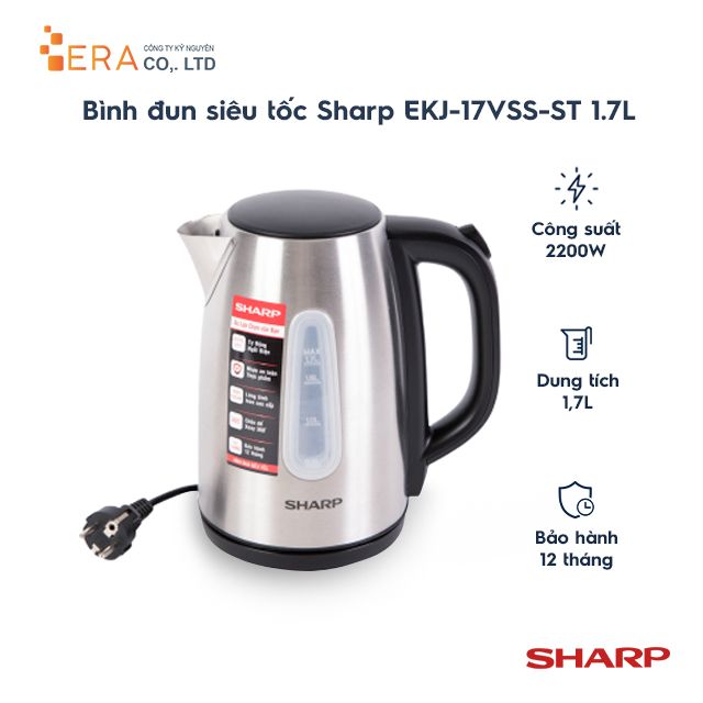  Bình đun siêu tốc Sharp EKJ-17VSS-ST 1.7L 