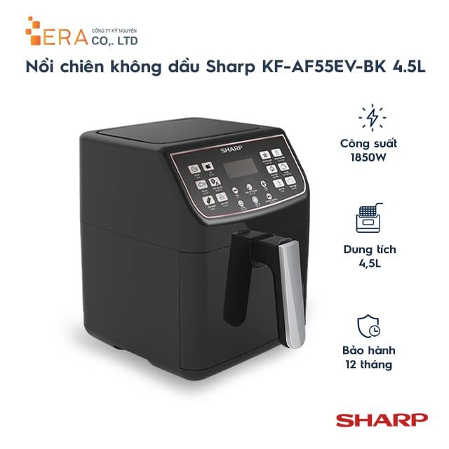  Nồi chiên không dầu Sharp KF-AF55EV-BK 4.5L 