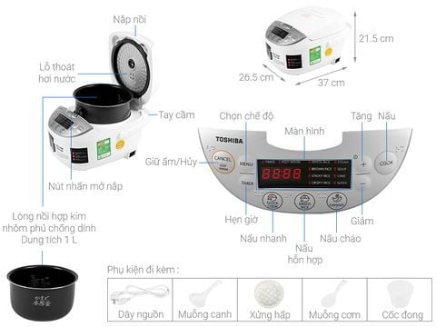  Nồi cơm điện tử Toshiba RC-10DH2PV(W) 