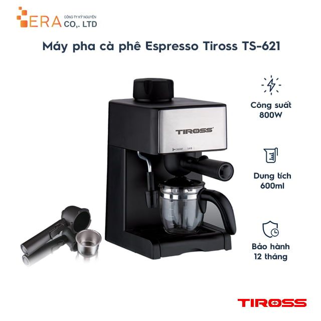  máy pha cà phê espresso 4 cốc  tiross ,800w ts621 