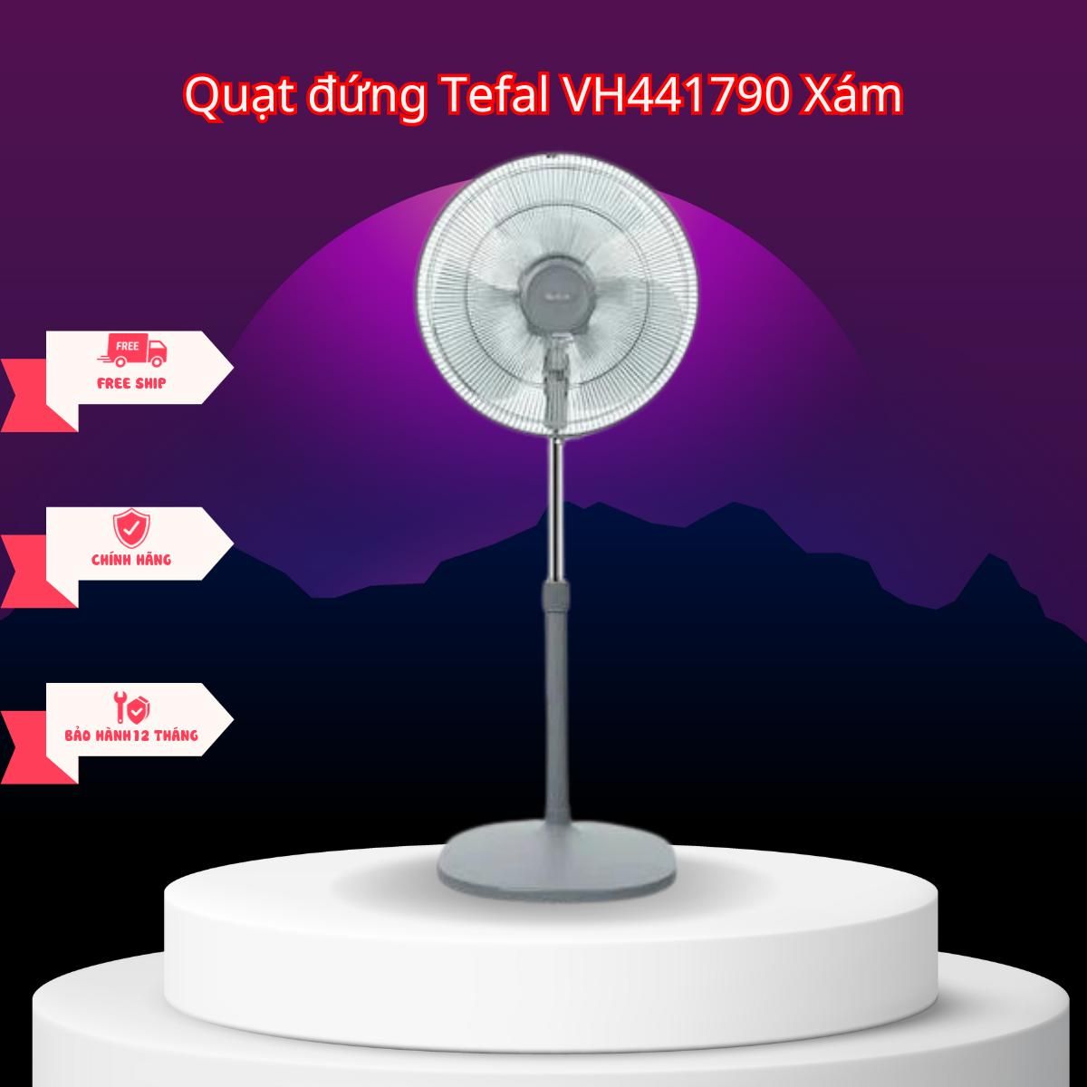  Quạt đứng Tefal Essential VH444790, màu xám- Hàng chính hãng 