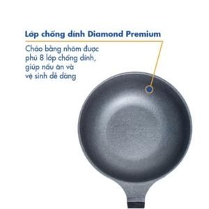  Chảo sâu Diamond KOREA KING KW-26DI, KW-28DI, KW-32DI size 26,28,32 ( đáy màu xanh đen, vàng hồng)-Hàng chính hãng 