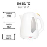  Bình Siêu Tốc Benny BJ-17, White, 2000W, 1.7 Lít 