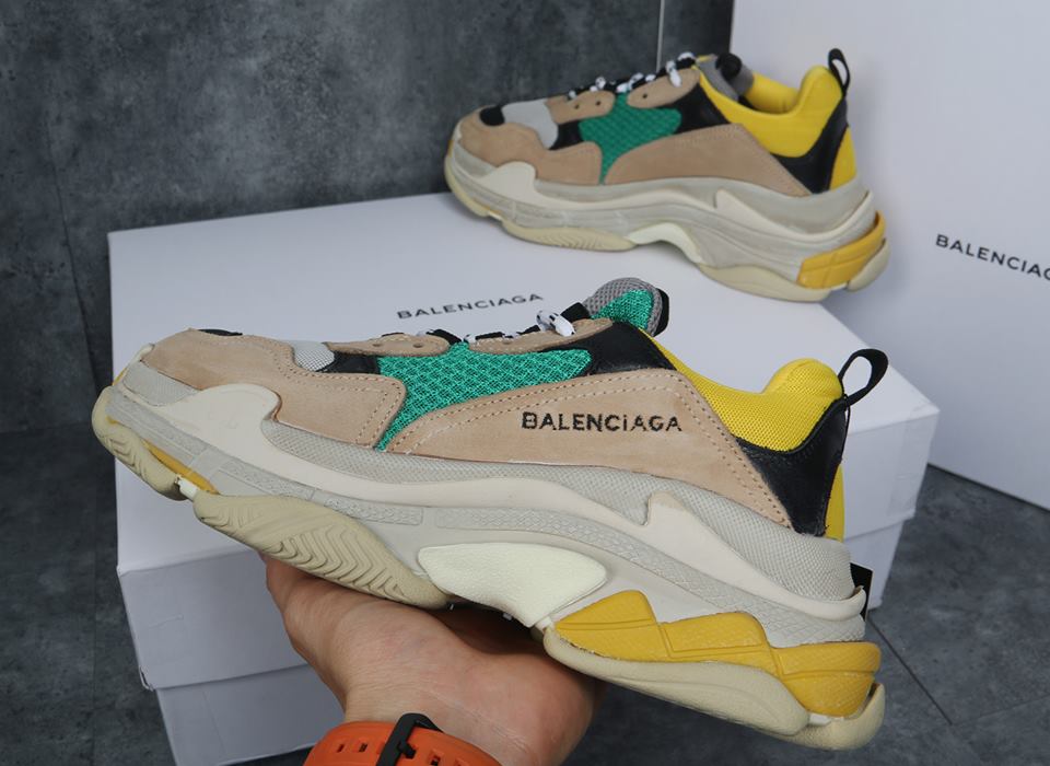 BALENCIAGA TRIPLE S TRAINER VÀNG XANH NAM NỮ Rep 11  1Sneaker