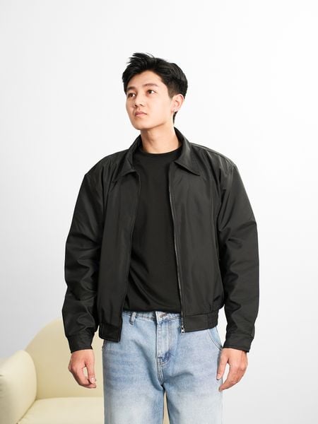  Áo khoác dù boxy đen basic 