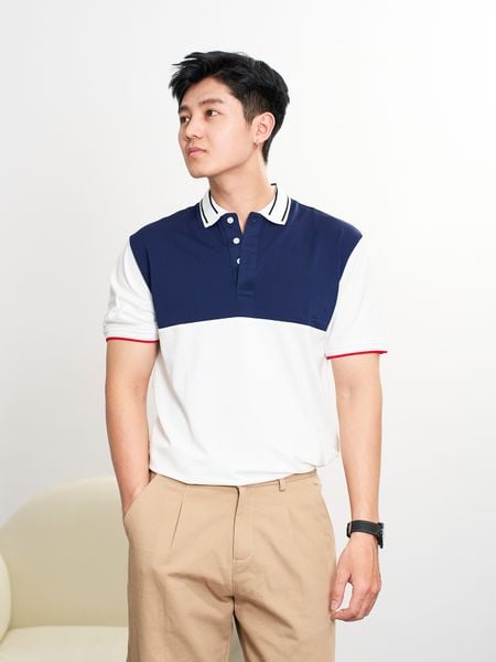  Áo polo 06 navi mix white 