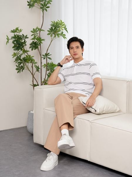  Áo polo striped bl & wh 