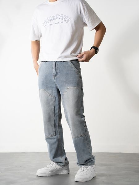  Jean double knee silver gray 41 