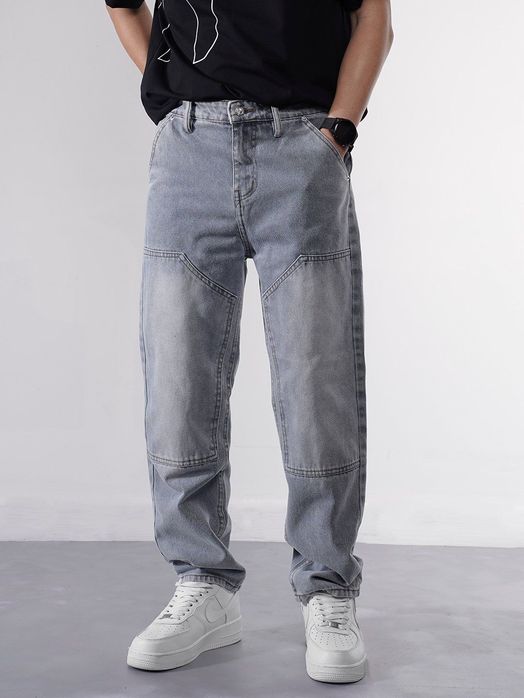  Jean double knee silver gray 41 