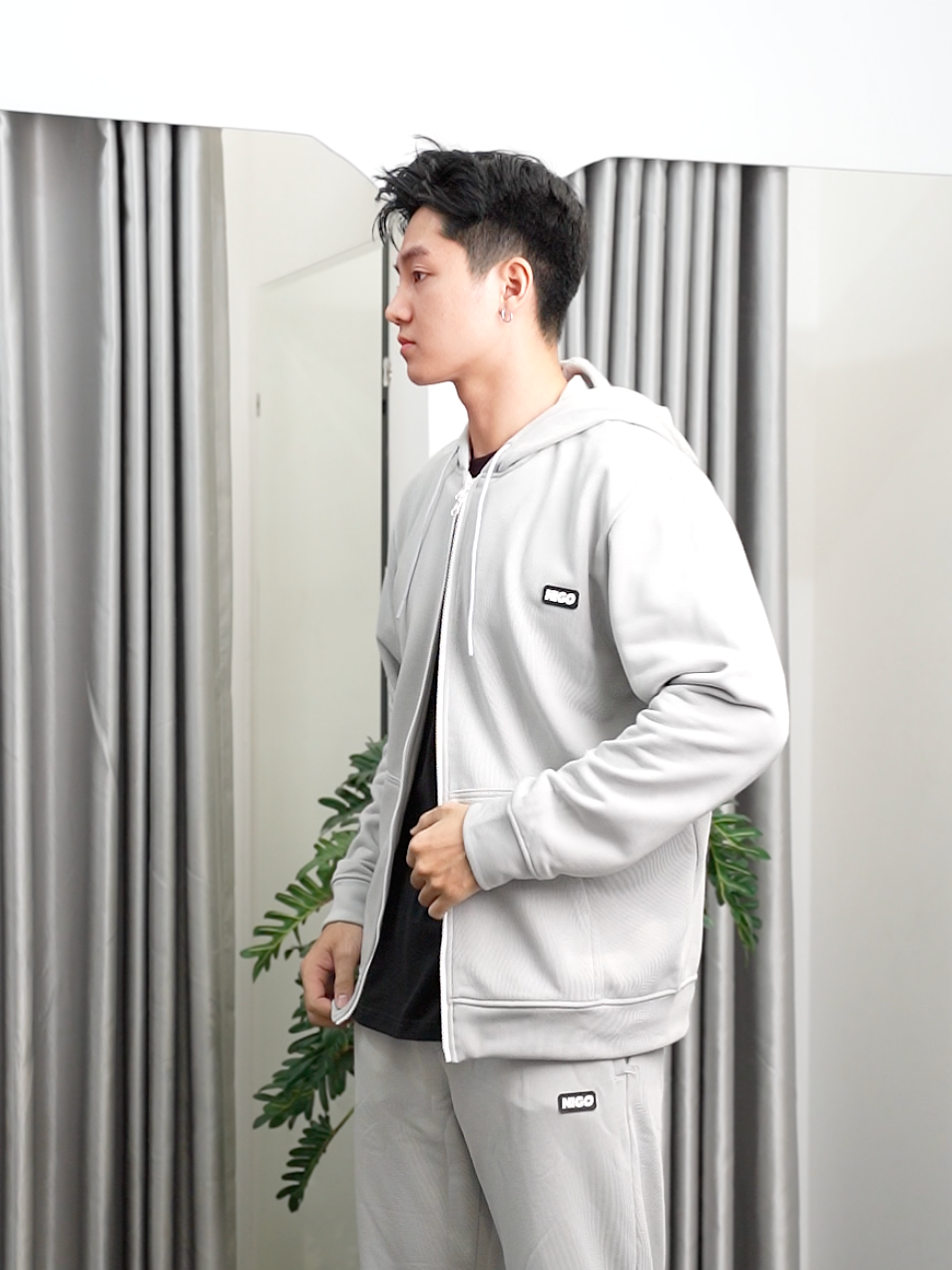  Áo khoác hoodie 2zip grey Nigo 