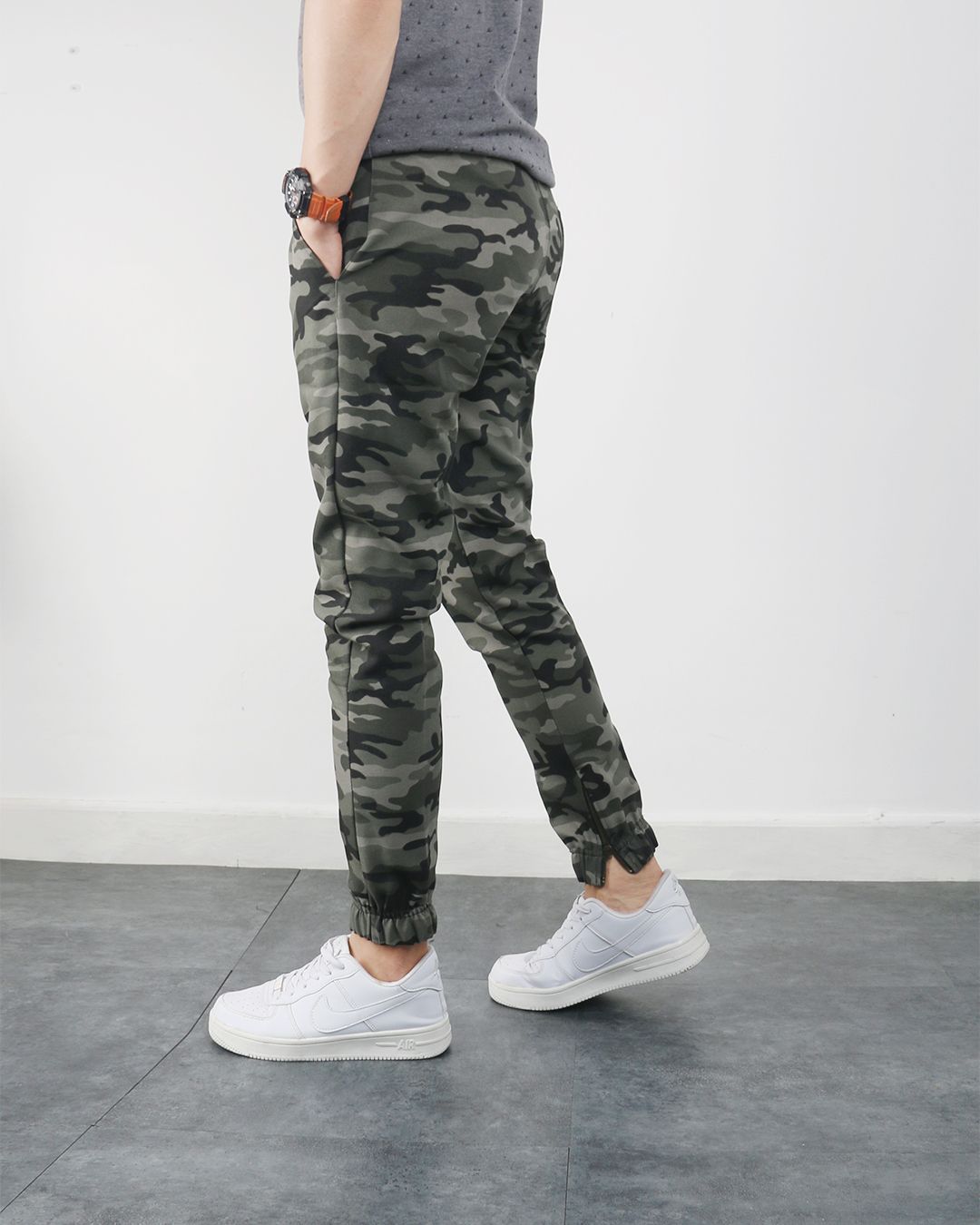  Jogger kaki camo xanh đậm 