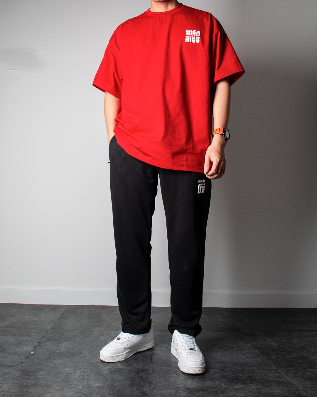  Quần sweatpant đen nigo suông 11 