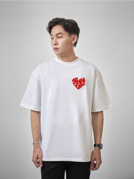  Áo thun over more love trắng 