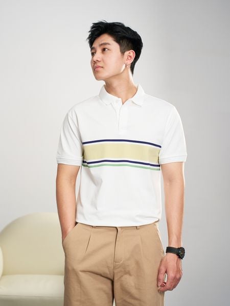  Áo polo blue striped 