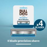  Dao cạo râu 5 lưỡi cho da nhạy cảm Bulldog Skincare Sensitive Ceramic Razor tay cầm được làm bằng gốm bền, chống bám bẩn 