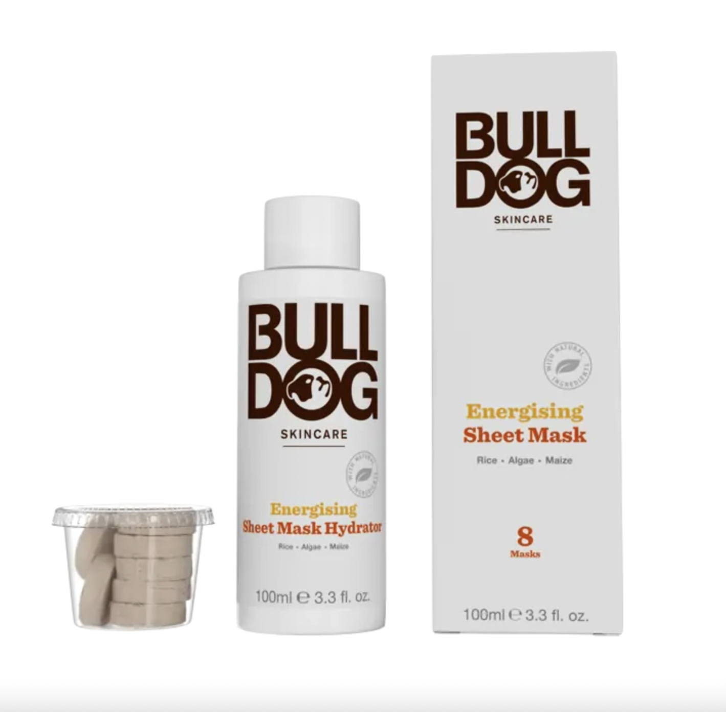 Bộ mặt nạ giấy nén và tinh chất dưỡng da Bulldog Energising Sheet Mask 100ml