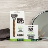  Bộ 1 hộp dao cạo râu và hộp 4 lưỡi cạo râu 5 lưỡi kép Bulldog Skincare Original Bamboo Razor 