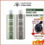  Cặp dầu gội, xả nam phục hồi, ngăn rụng tóc và giảm gàu ManCave Caffeine (200/500ml) cải thiện độ săn chắc của tóc 