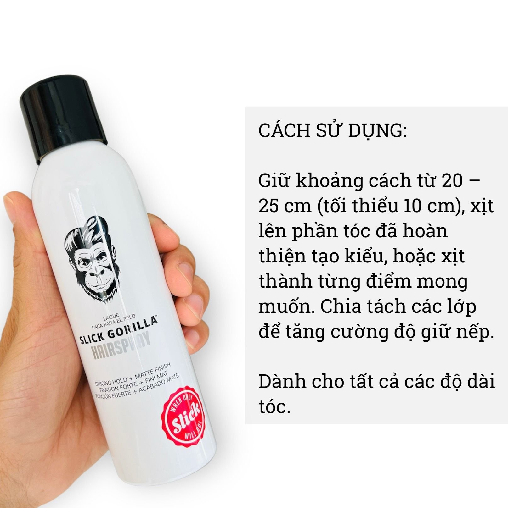 Gôm xịt giữ nếp tóc nam cao cấp Slick Gorilla Hair Spray 200ml –  |  Mỹ phẩm dành cho phái mạnh